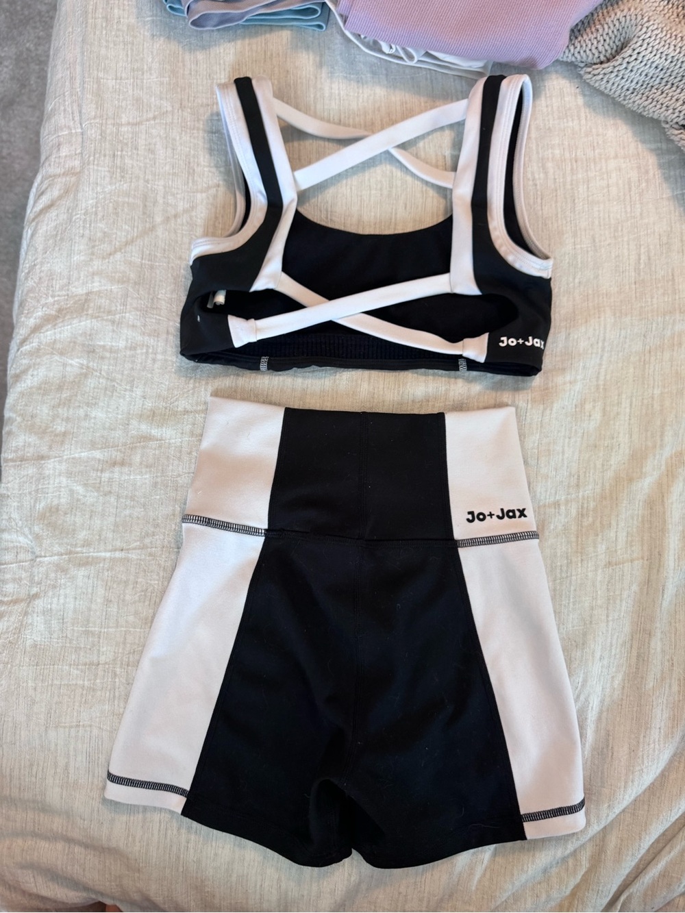 Jo+Jax Black Strappy dance Top and High-Waist Shorts Set